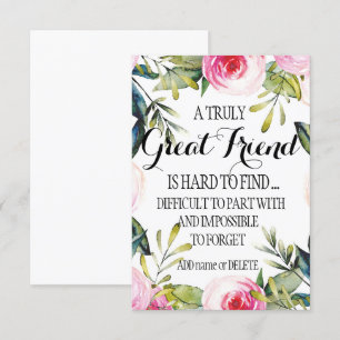 Freund Verlasse Geschenkskript für Freundschaftswe Karte