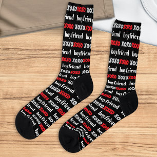 Freund XOXO Valentinstag Schwarz Rot und Grau Socken