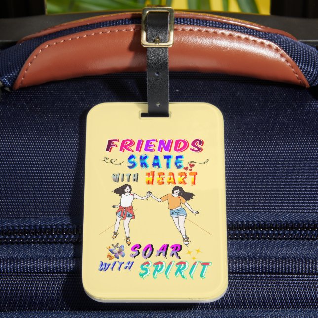 Freunde Accessor Skate mit Herz, fliegen mit Geist Gepäckanhänger (Vorderseite Insitu 2)
