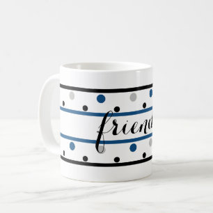 Freunde Azure Blue Silver Black Polka Dots Kaffeetasse