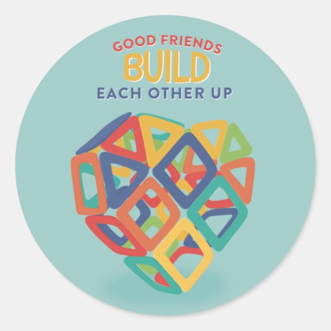 Freunde bauen sich gegenseitig auf Magnet Kacheln  Runder Aufkleber (Vorderseite)