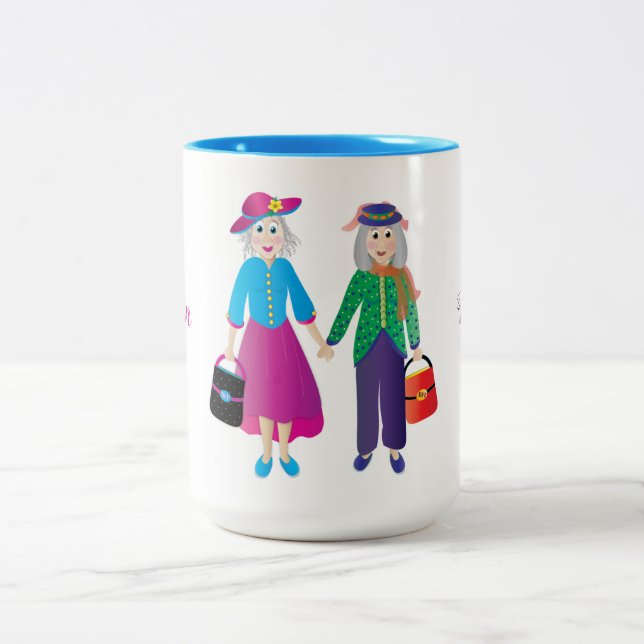 FREUNDE-BESTE FREUNDIN BIS WIR ALT UND GRAU-ZWEI-C ZWEIFARBIGE TASSE (Mittel)