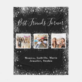 Freunde BESTE FREUNDIN Schwarz-Silber-Glitzer Foto Fleecedecke