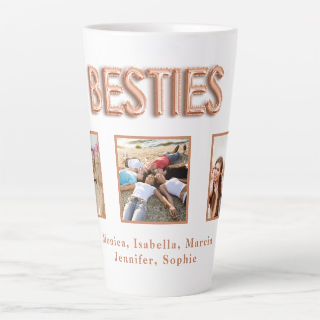 Freunde besties Foto Namen Rose Gold Milchtasse (Vorderseite)