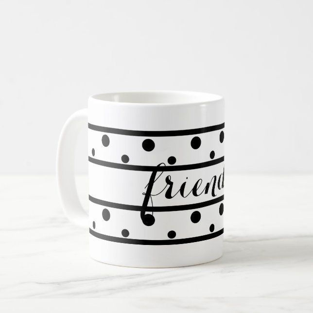 Freunde Black Polka Dots White Kaffeetasse (Vorderseite Links)