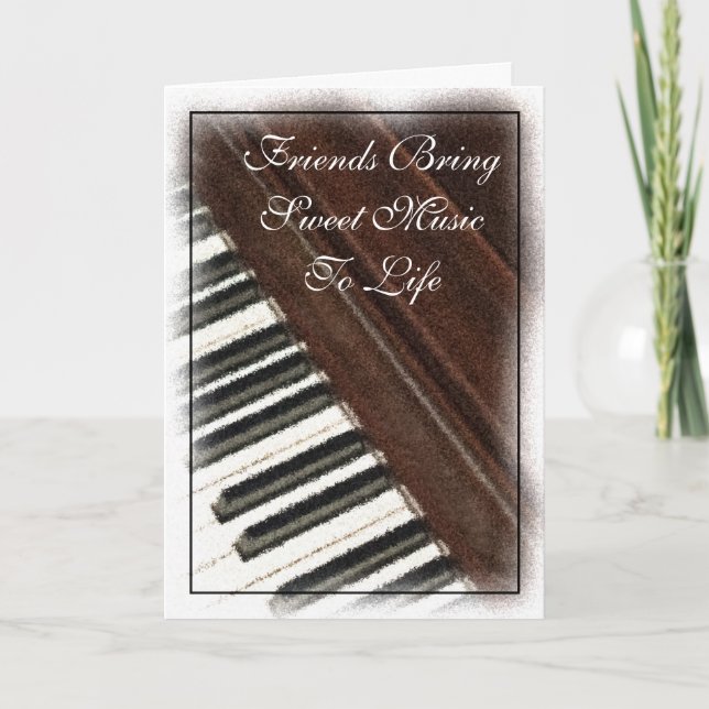 Freunde bringen Musikkarte mit Feiertagskarte (Vorderseite)