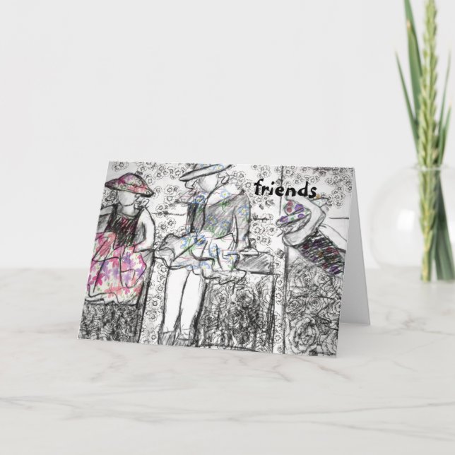 Freunde der Kohle Zeichnend Collage Note Card Karte (Vorderseite)