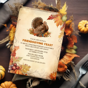 Freunde des Vintage-Thanksgiving-Dinners Einladung
