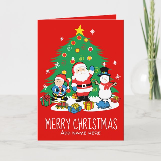 Freunde des Weihnachtsmanns Feiertagskarte (Vorderseite)