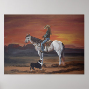 Freunde, die einen Sonnenuntergang teilen Poster