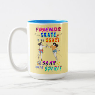 Freunde Drinkwar Skaten Mit Herz, Fliegen Mit Geis Zweifarbige Tasse