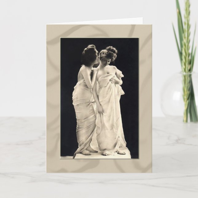 Freunde flüstern Geheimnisse Viktorianisches Bild Karte (Vorderseite)