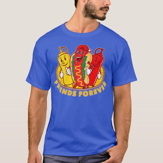 Freunde Forever Hot Dog Ketchup Mustard Funny T-Shirt (Vorderseite)