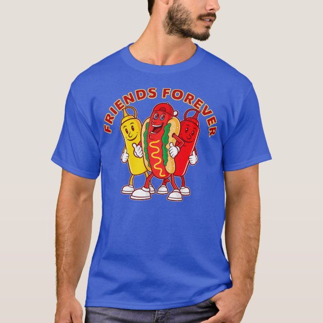 Freunde Forever Hot Dog Ketchup Mustard Funny T-Shirt (Vorderseite)