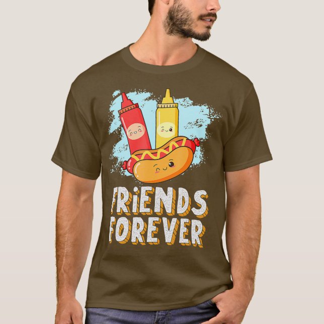 Freunde Forever Hotdog Bun Ketchup Mustard Mayo T-Shirt (Vorderseite)