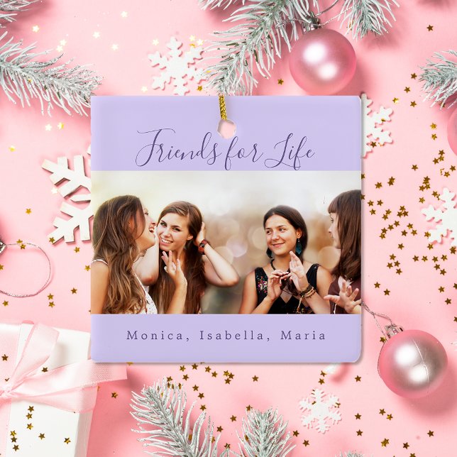 Freunde für das Leben violettes Foto Namen Keepake Keramikornament (Von Creator hochgeladen)