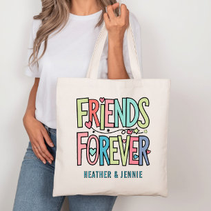 Freunde für ewig Typografie mit Namen Tragetasche
