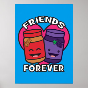 Freunde für immer - Erdnussbutter und Jelly Kawaii Poster