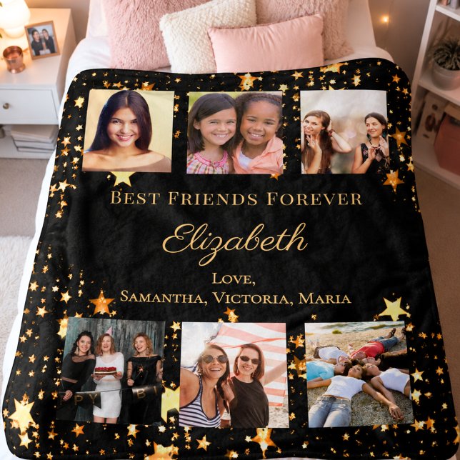 Freunde für immer Foto-Collage schwarz Gold Fleecedecke (Von Creator hochgeladen)