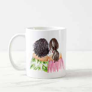 Freunde für immer Geschenk Tasse Schwarzes Haar u