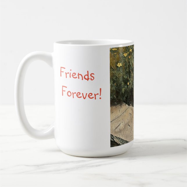 Freunde für immer glücklicher Garten Kaffeetasse (Links)