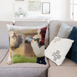 Freunde für immer Junge Hund Kind Foto Kissen