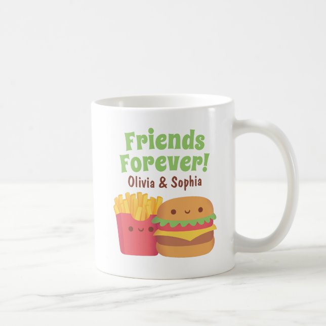 Freunde für immer, Kawaii Fries und Burger Kaffeetasse (Rechts)