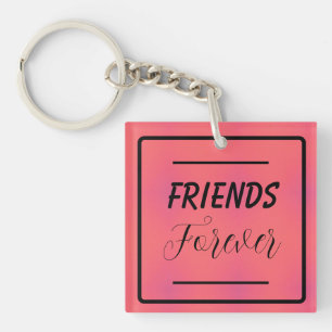 "Freunde für immer" Phrase Pink und Lila Hintergru Schlüsselanhänger