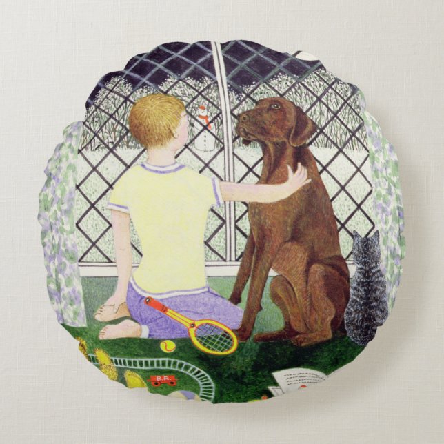 Freunde für immer rundes kissen (Vorderseite)