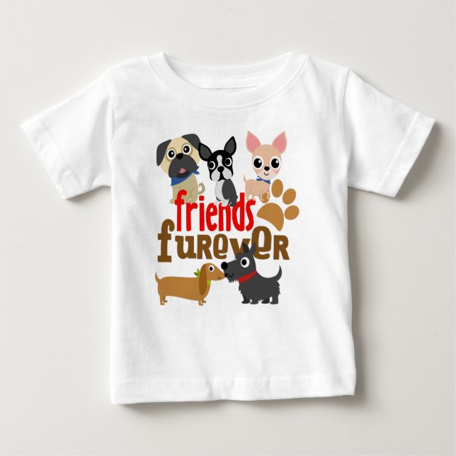 Freunde Furever Hunde Welpen Baby T-shirt (Vorderseite)