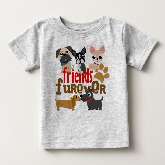 Freunde Furever Hunde Welpen Baby T-shirt (Vorderseite)