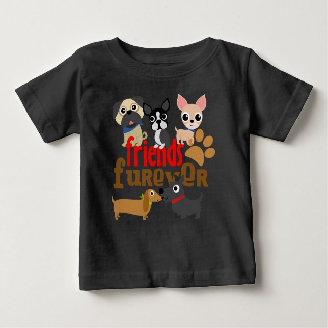 Freunde Furever Hunde Welpen Baby T-shirt (Vorderseite)