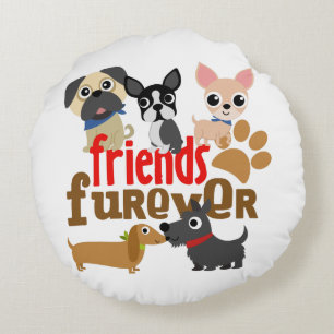 Freunde Furever Hunde Welpen Rundes Kissen