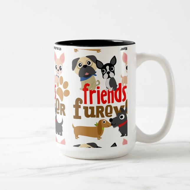 Freunde Furever Hunde Welpen Zweifarbige Tasse (Rechts)