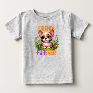 Freunde Furever Pun. Niedlicher Bulldog-Hündchen Baby T-shirt