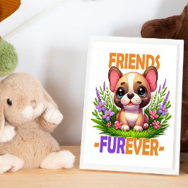 Freunde Furever Pun. Niedlicher Bulldog-Hündchen Fotodruck