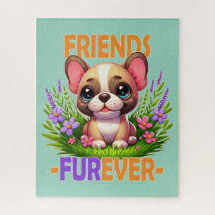 Freunde Furever Pun. Niedlicher Bulldog-Hündchen Puzzle