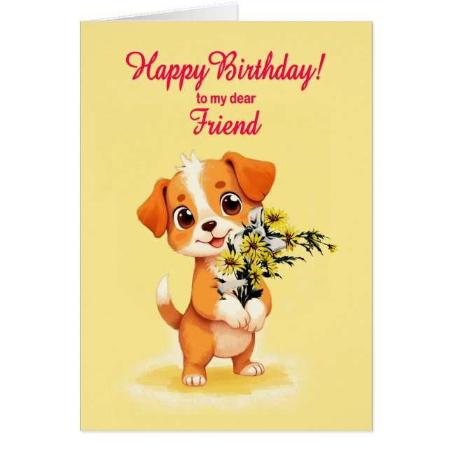 Freunde Geburtstag Welpe und Blume (Vorne)