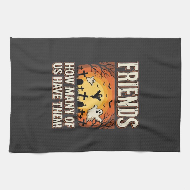 Freunde Halloween Geist Friedhof Design_1 Geschirrtuch (Horizontal)