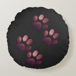 Freunde Hund funkeln dunkelrot Rundes Kissen