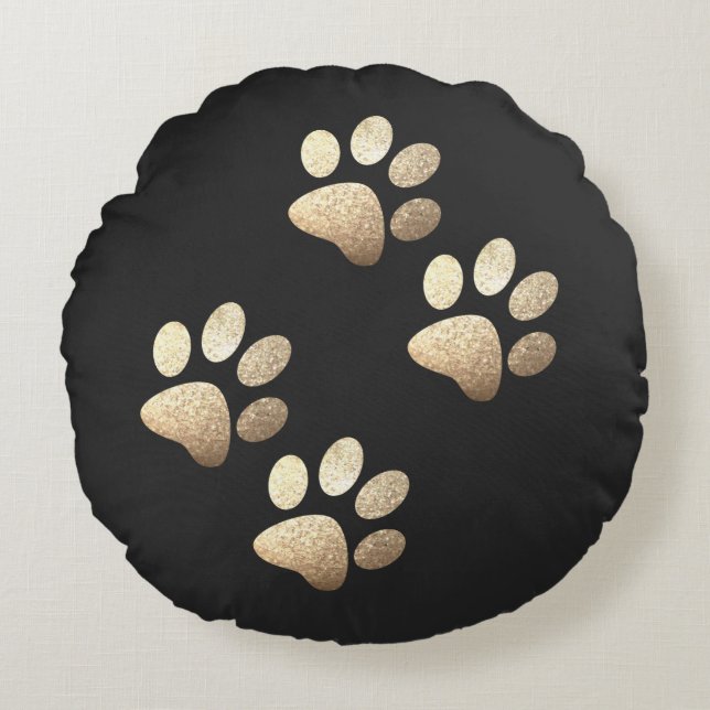 Freunde Hund funkeln weicher Ocher Rundes Kissen (Vorderseite)