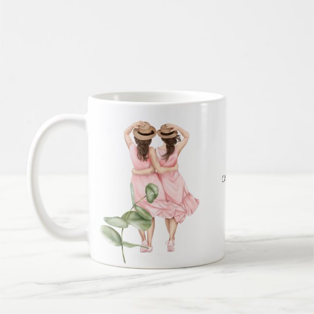 Freunde immer Girls Florals Illustration Name Kaffeetasse (Links)
