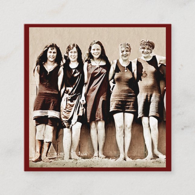 Freunde in Badekostümen Empfehlungskarte (Vorderseite)