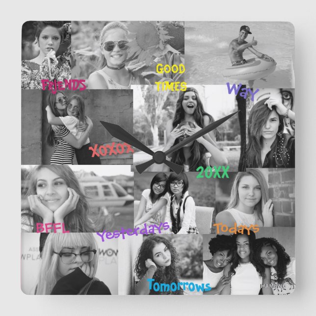 Freunde Inspiriert Foto-Uhr HAMbWG Quadratische Wanduhr (Vorderseite)