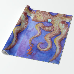 "Freunde" Krake u. Krabbe, Fisch mit Haltung Geschenkpapier
