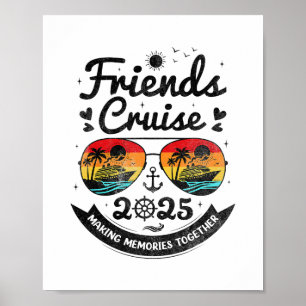 Freunde Kreuzfahrt 2025 Strandurlaub Vintage Kreuz Poster