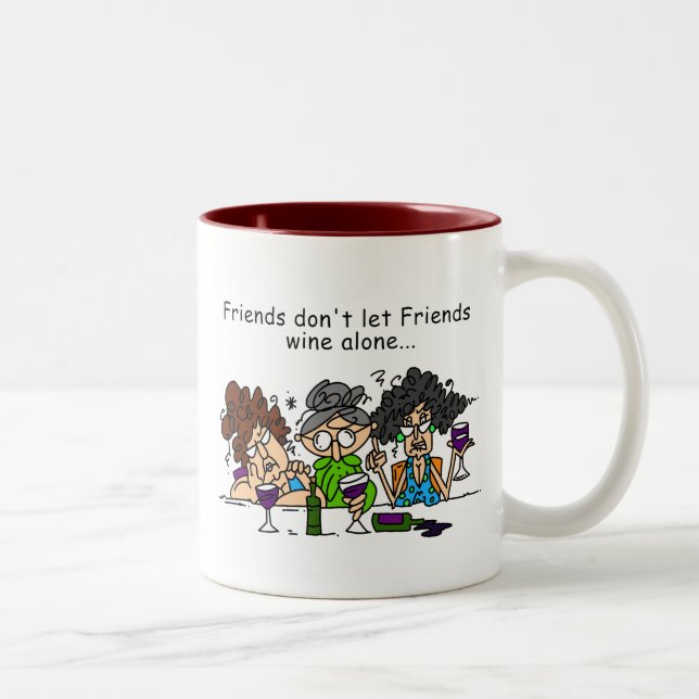 Freunde lassen nicht Freundwein allein Zweifarbige Tasse (Rechts)