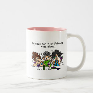 Freunde lassen nicht Freundwein allein Zweifarbige Tasse