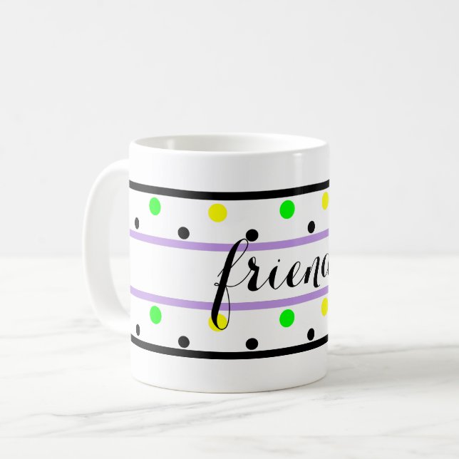 Freunde Lila gelber Polka Dots Kaffeetasse (Vorderseite Links)