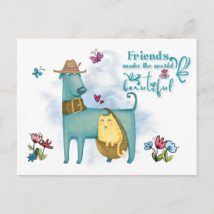 Freunde machen die Welt zu einer wunderschönen Kat Postkarte